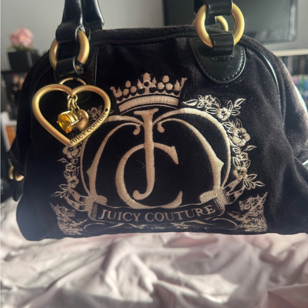 Juicy Couture Black and Gold Shoulder Bag